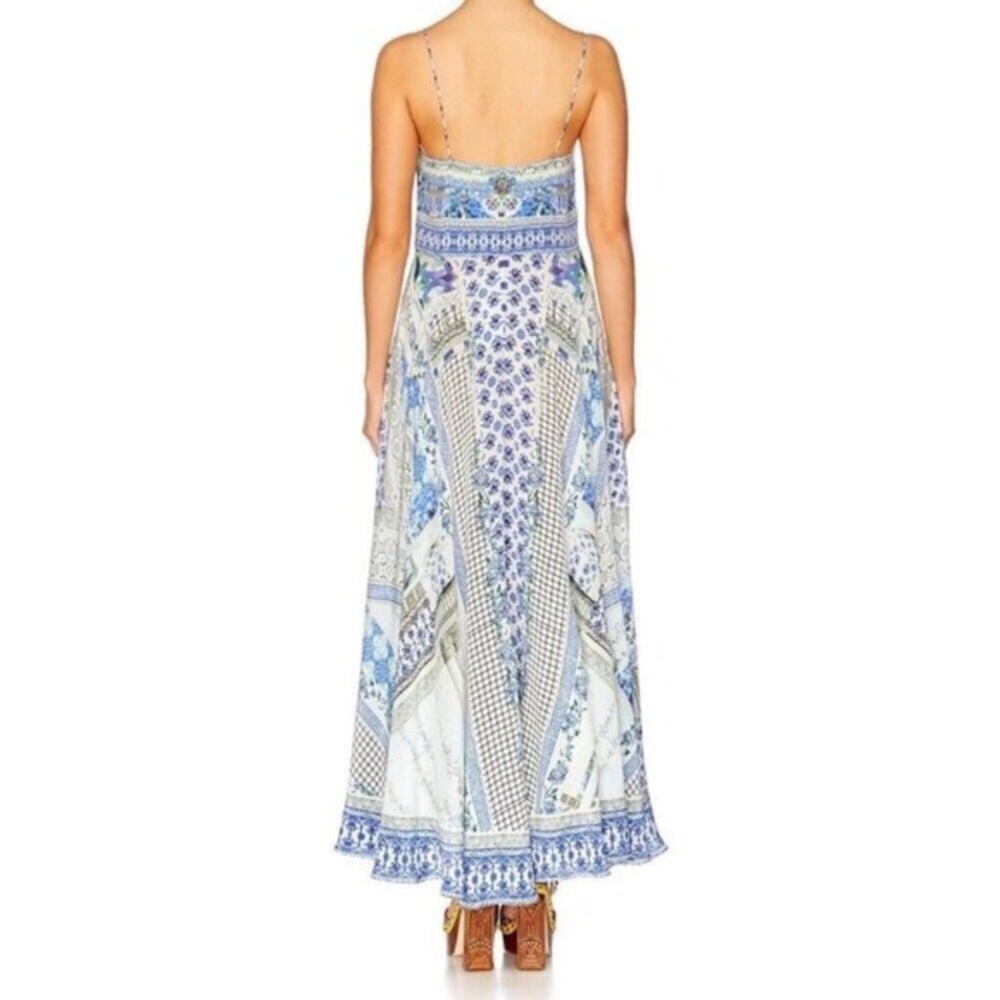 Camilla Salvador Summer Long Silk Maxi Dress‎ With Tie Front Size Small - Picture 10 of 11